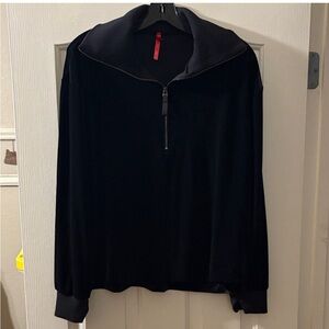 Spanx EUC Velour Quarter Zip Big Collared Jacket size XL